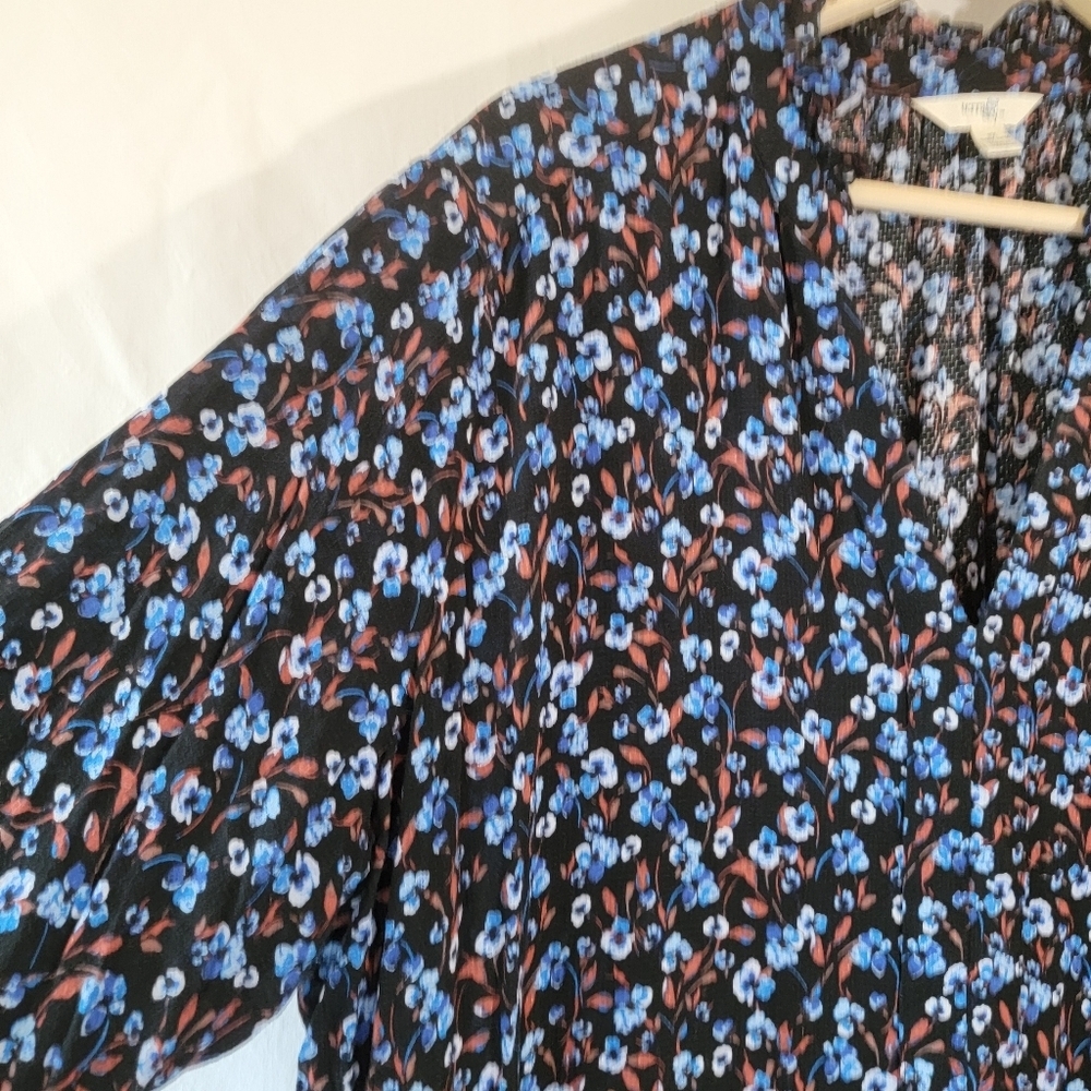 Terra Sky Women's Plus Size Peasant Dress 2X Blue Floral Long Sleeve Pocket Fall - Picture 7 of 13
